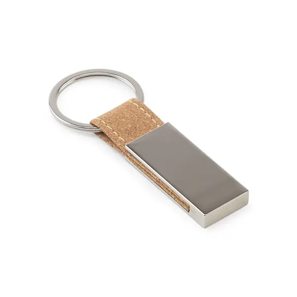 Set bestehend aus einem Kartenhalter und einem Schlüsselhalter, beide aus Metall und Kork – Werbeartikel mit Logo bedrucken