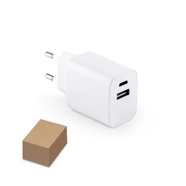 Ladegerät mit USB-A Anschluss 18W und USB-C 20W in Recyceltes ABS (100% rABS) – Ansicht 5