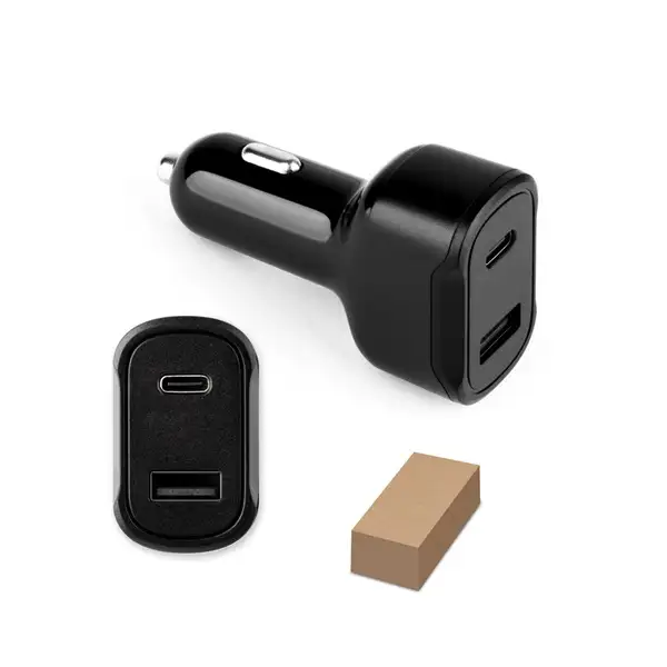 KFZ-Ladegerät mit USB-A Anschluss 18W und USB-C 20W in recyceltes ABS (100 % rABS) – Ansicht 4