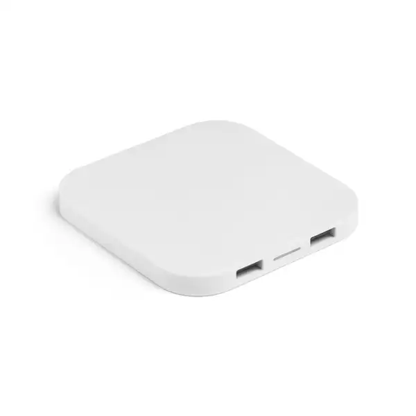 Superschnelles 15W wireless Ladegerät mit HUB 2 USB-A Anschlüssen aus Recyceltes ABS (60% rABS) – Ansicht 2