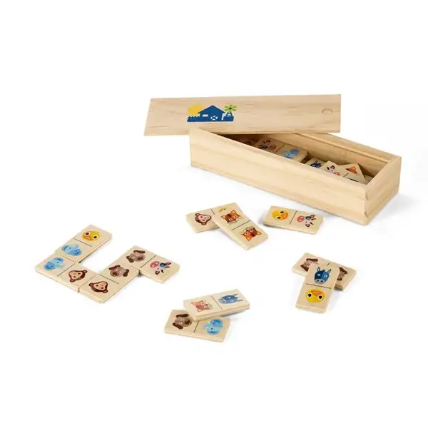 Domino-Spiel aus Holz mit 28 Tierfiguren – Ansicht 1