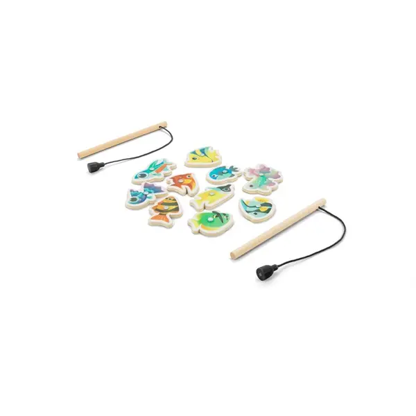 Angelspiel mit 10 Holzfischen, ideal für Kinder