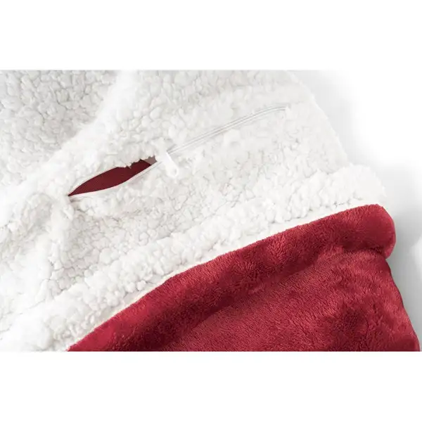 Wendbare Fleecedecke (190 g/m²) mit Satinband und personalisierter Karte – Ansicht 7