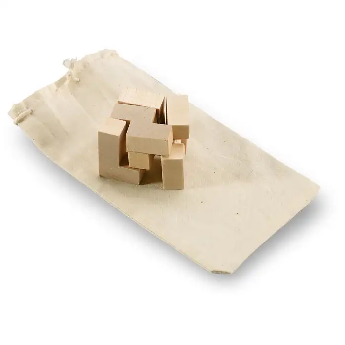 Holzpuzzle im Baumwollbeutel – Ansicht 1
