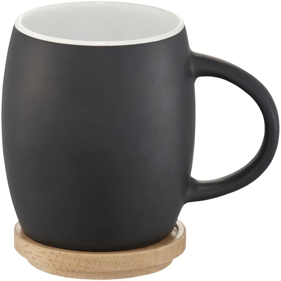 400 ml Keramiktasse mit Holz Untersetzer – Ansicht 1