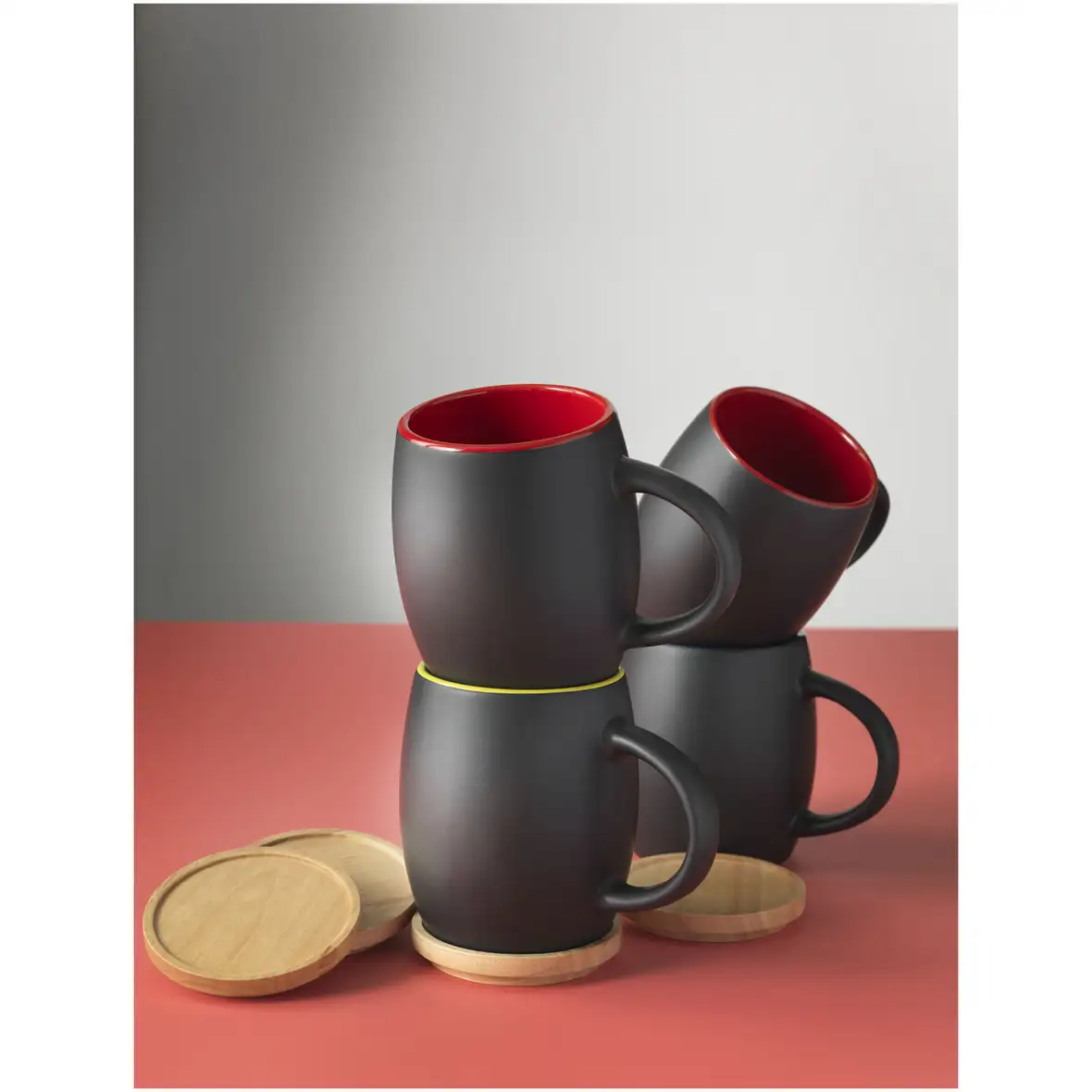 400 ml Keramiktasse mit Holz Untersetzer – Ansicht 5