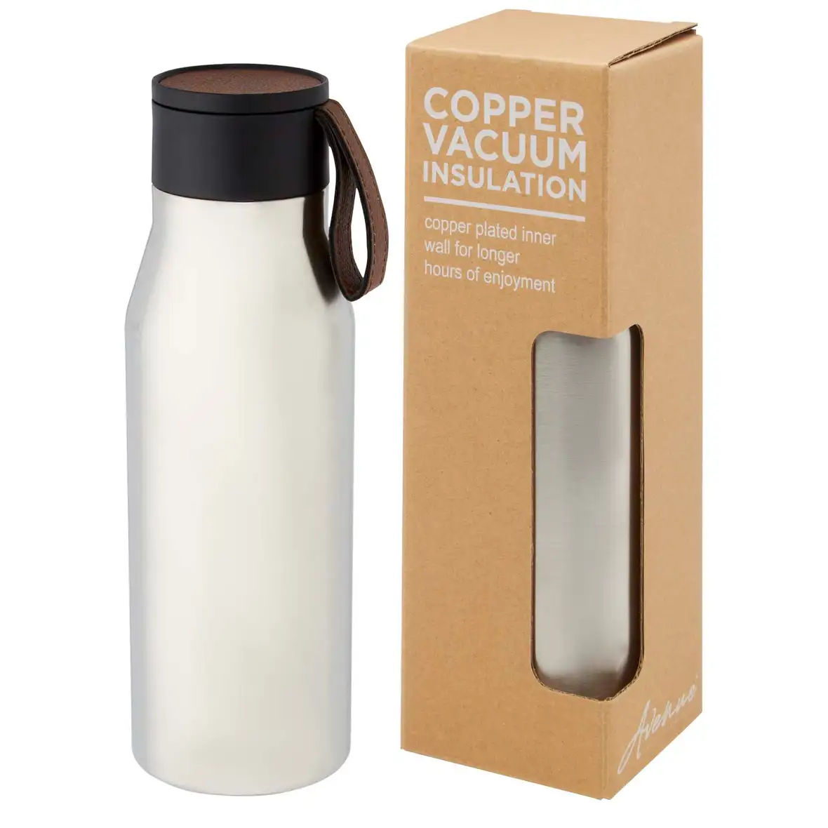 500 ml Kupfer-Vakuum Isolierflasche mit PU Kunststoffband und Deckel – Ansicht 5