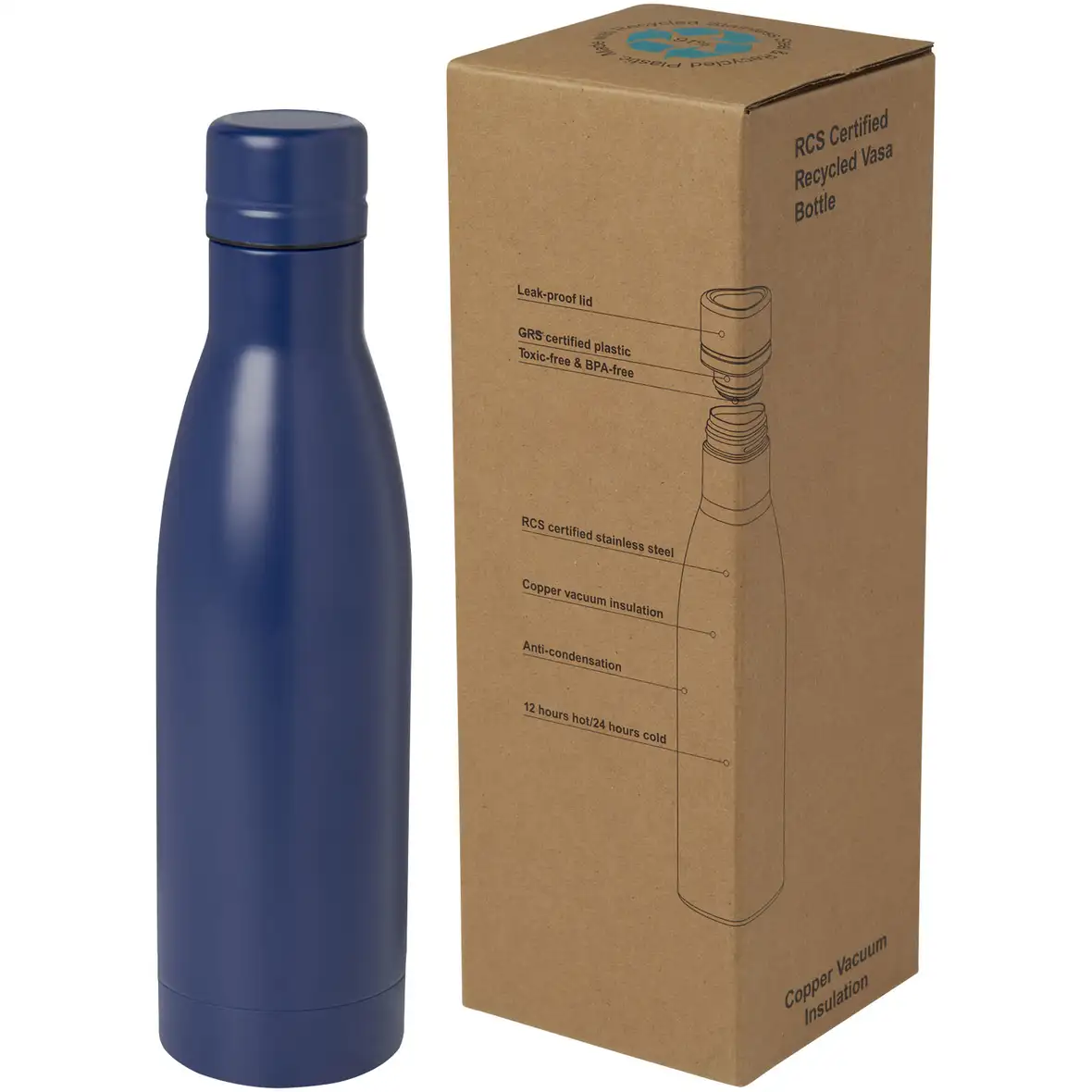 RCS-zertifizierte Kupfer-Vakuum Isolierflasche aus recyceltem Edelstahl, 500 ml – Ansicht 11