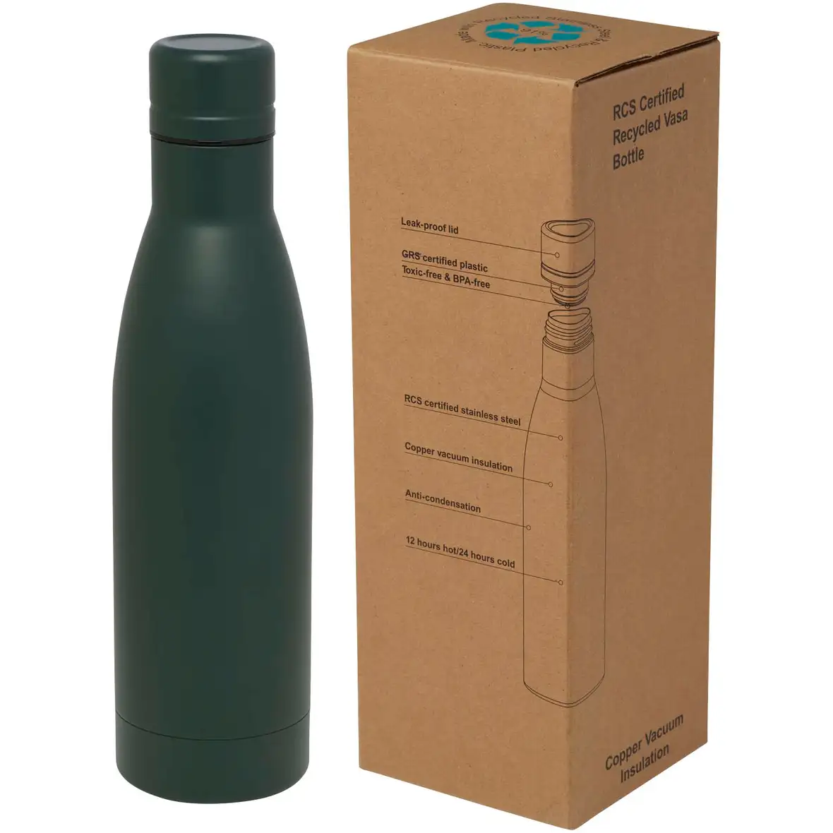 RCS-zertifizierte Kupfer-Vakuum Isolierflasche aus recyceltem Edelstahl, 500 ml – Ansicht 16