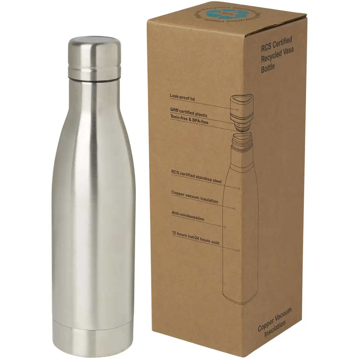 RCS-zertifizierte Kupfer-Vakuum Isolierflasche aus recyceltem Edelstahl, 500 ml – Ansicht 21