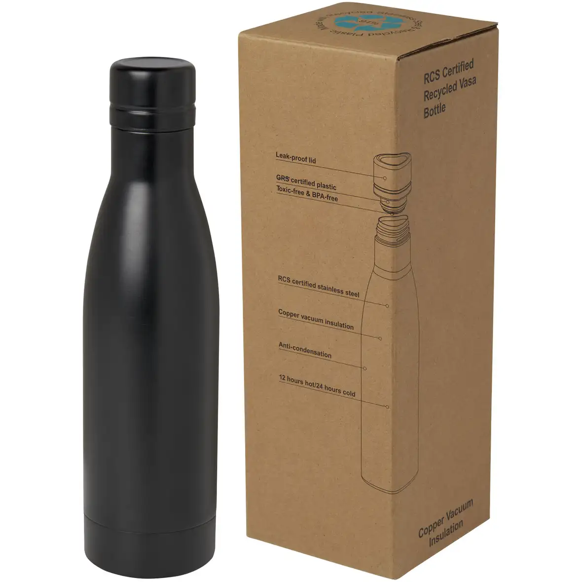 RCS-zertifizierte Kupfer-Vakuum Isolierflasche aus recyceltem Edelstahl, 500 ml – Ansicht 26