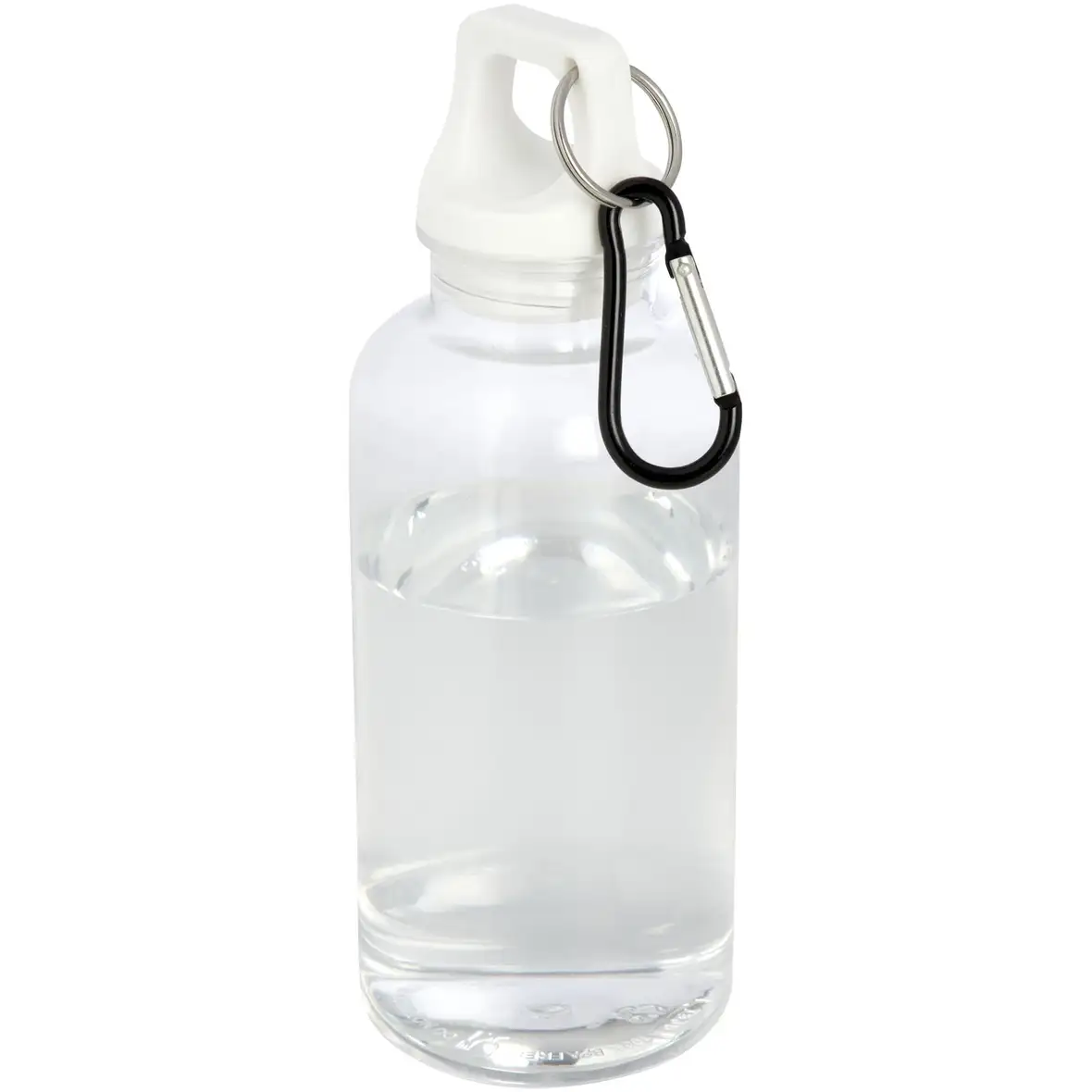 400 ml RCS-zertifizierte Trinkflasche aus recyceltem Kunststoff mit Karabiner – Ansicht 1