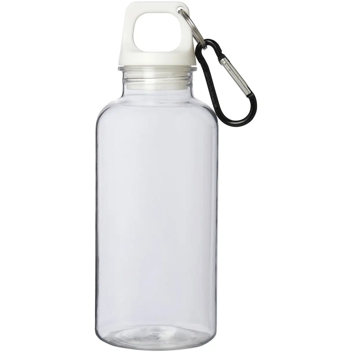 400 ml RCS-zertifizierte Trinkflasche aus recyceltem Kunststoff mit Karabiner – Ansicht 2