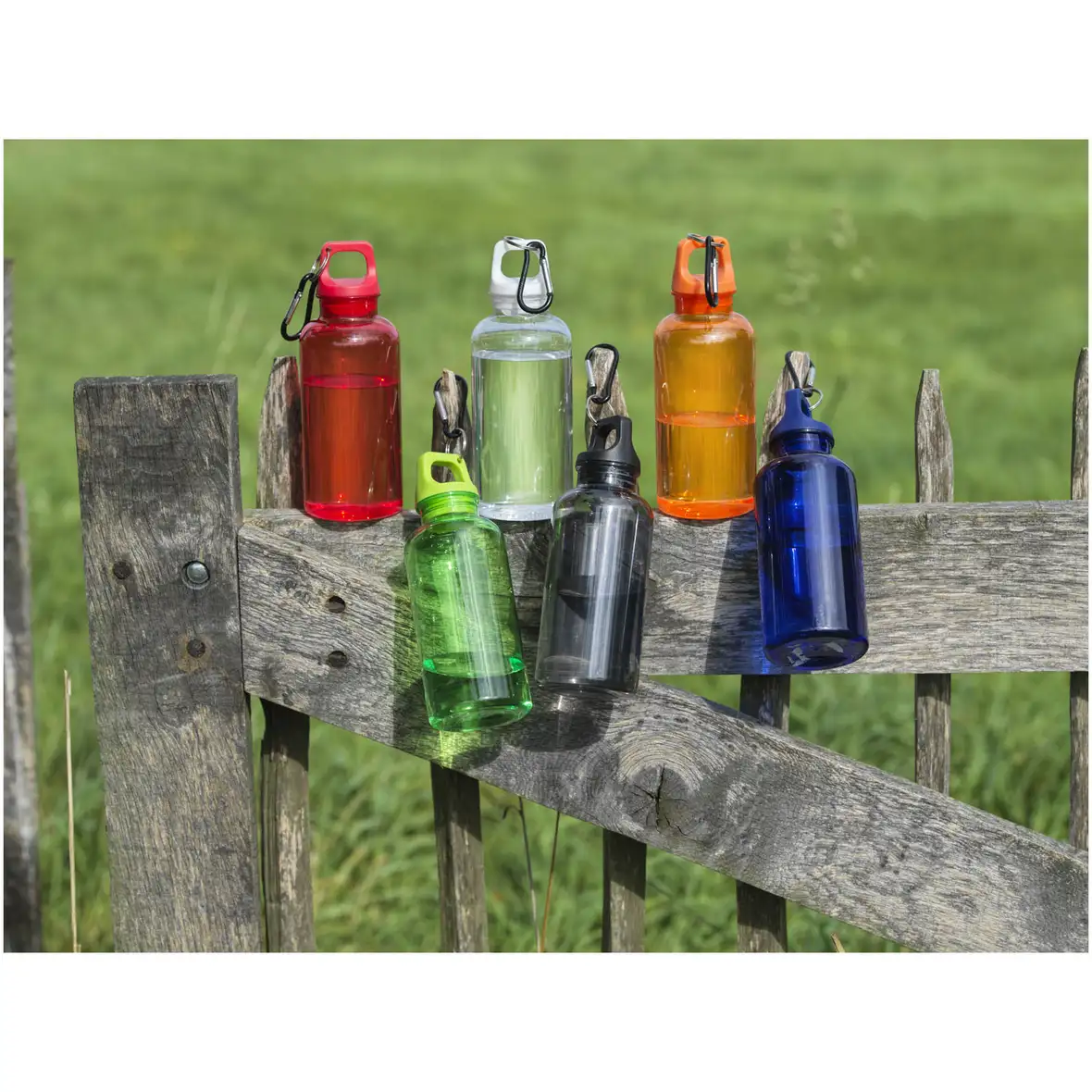 400 ml RCS-zertifizierte Trinkflasche aus recyceltem Kunststoff mit Karabiner – Ansicht 35