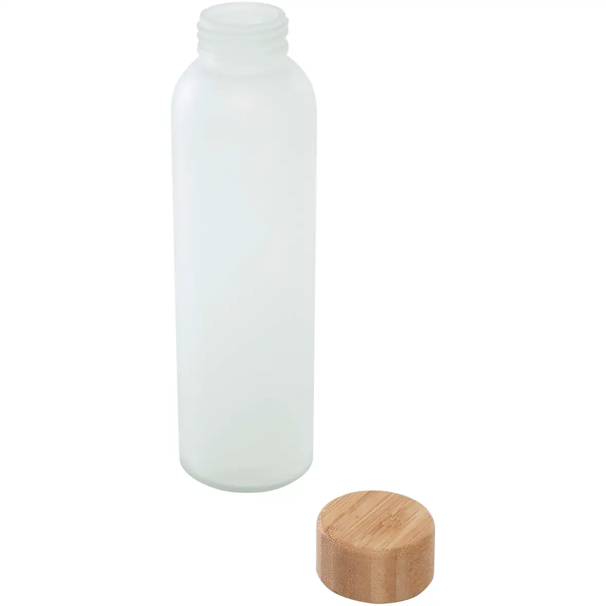 500 ml Flasche aus mattiertem Kalknatronglas mit Bambusdeckel – Ansicht 3