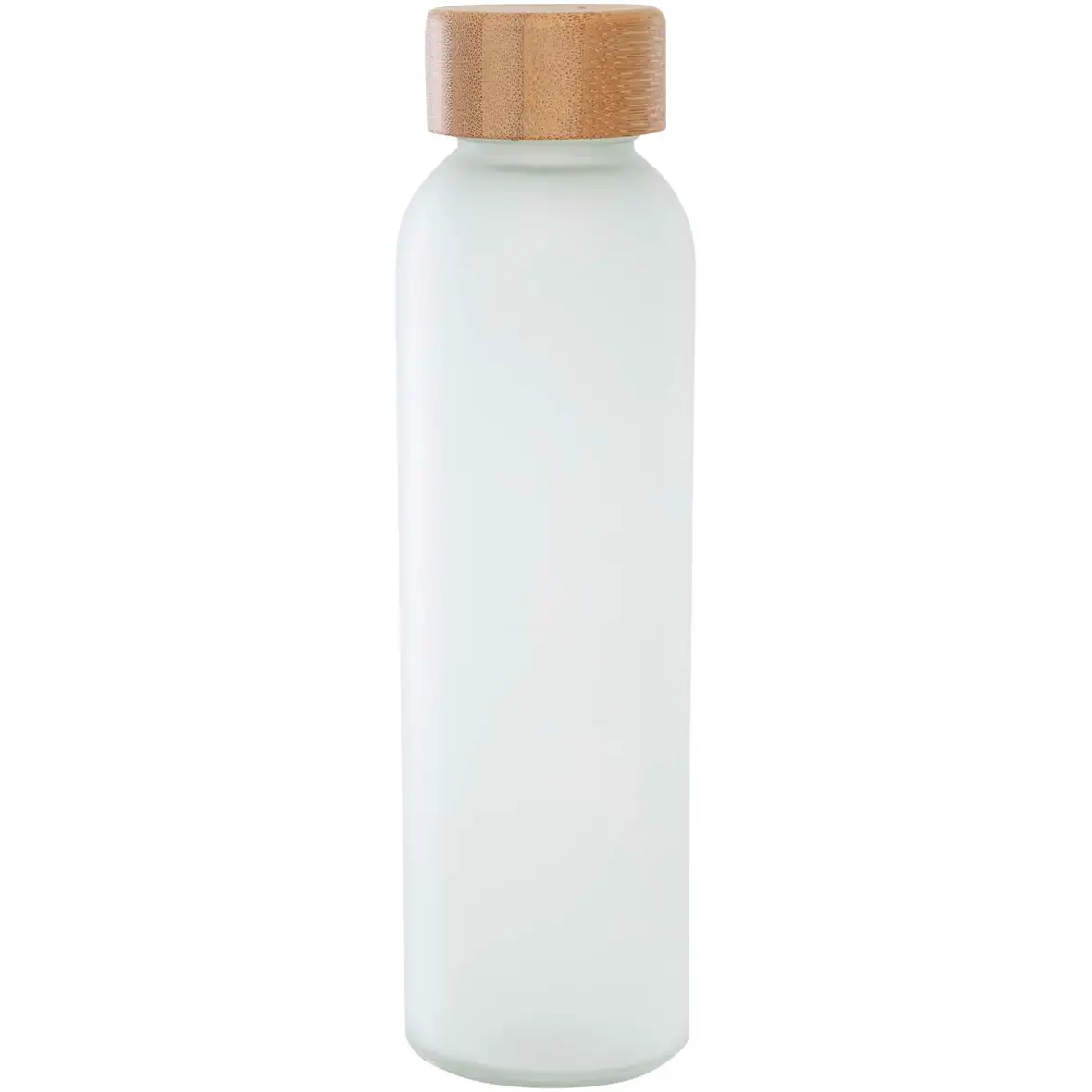 500 ml Flasche aus mattiertem Kalknatronglas mit Bambusdeckel – Ansicht 2
