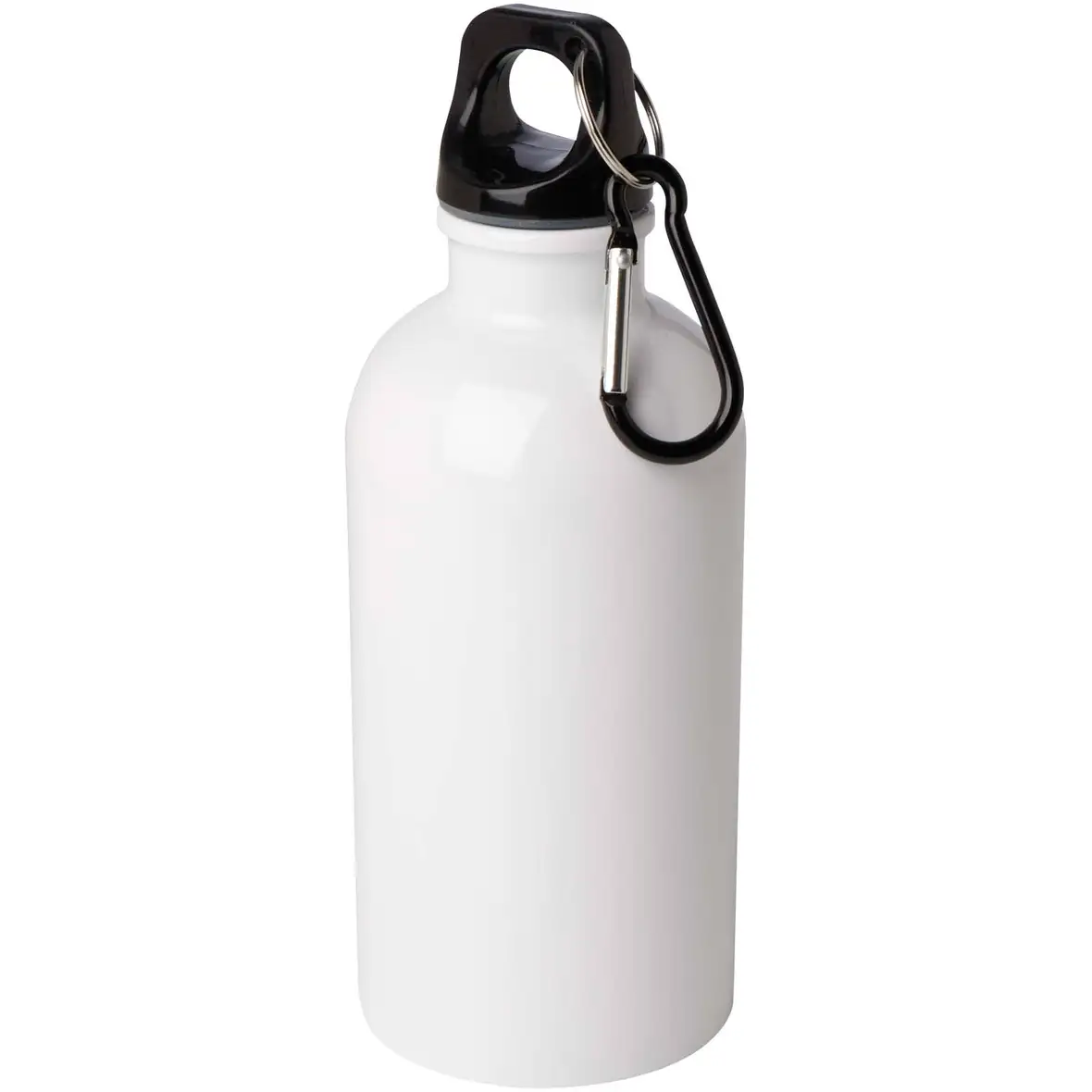 400 ml RCS-zertifizierte, einwandige Trinkflasche aus Edelstahl mit Karabinerhaken – Ansicht 1