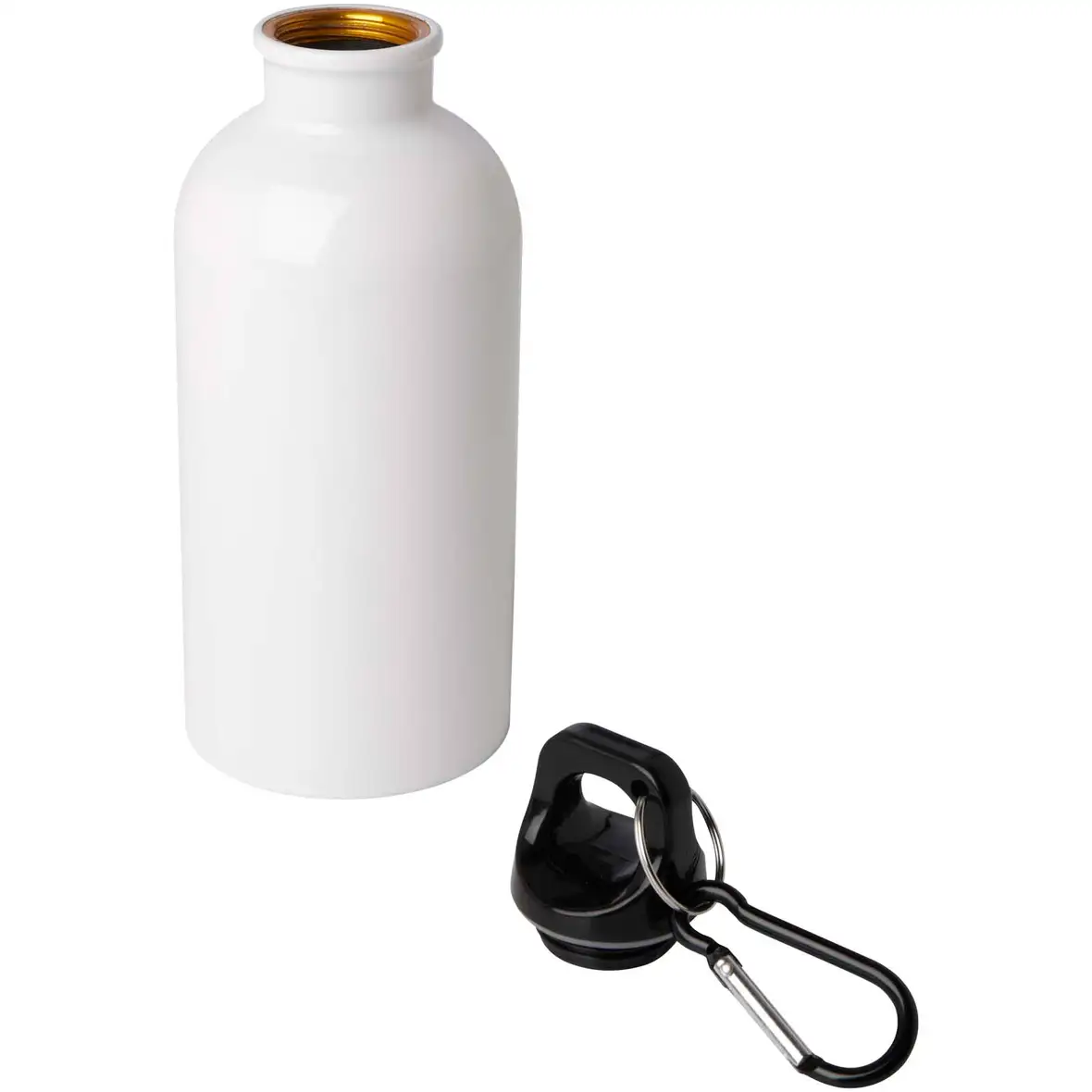 400 ml RCS-zertifizierte, einwandige Trinkflasche aus Edelstahl mit Karabinerhaken – Ansicht 3