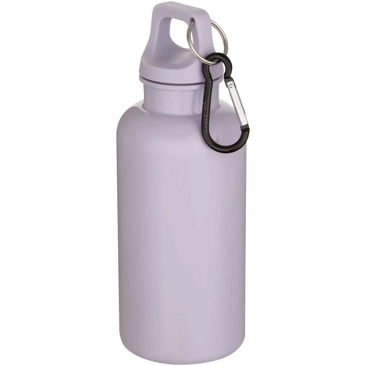 400 ml einfarbige RS-zertifizierte Trinkflasche aus recyceltem Kunststoff mit Karabinerhaken – Ansicht 5