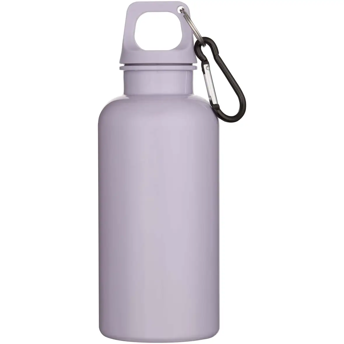 400 ml einfarbige RS-zertifizierte Trinkflasche aus recyceltem Kunststoff mit Karabinerhaken – Ansicht 6