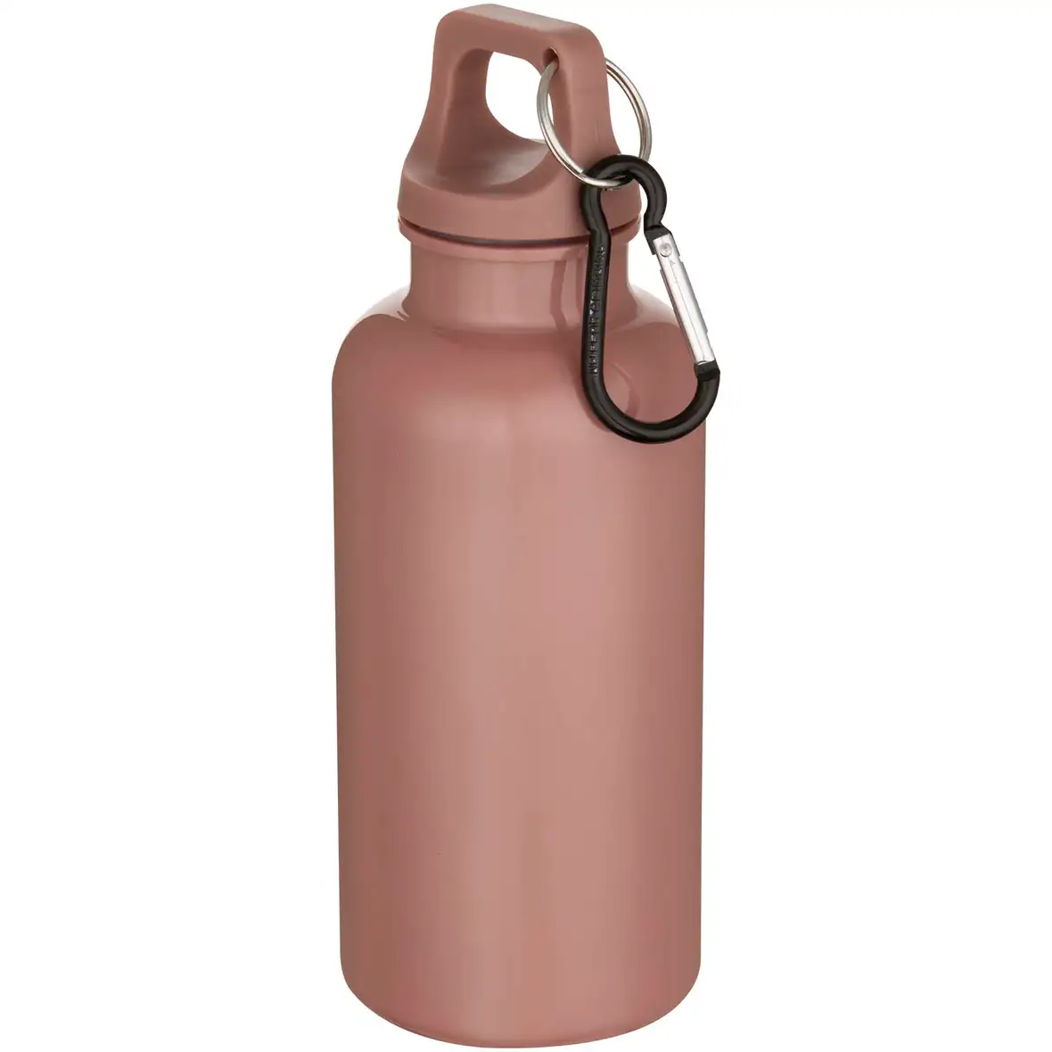 400 ml einfarbige RS-zertifizierte Trinkflasche aus recyceltem Kunststoff mit Karabinerhaken – Ansicht 7