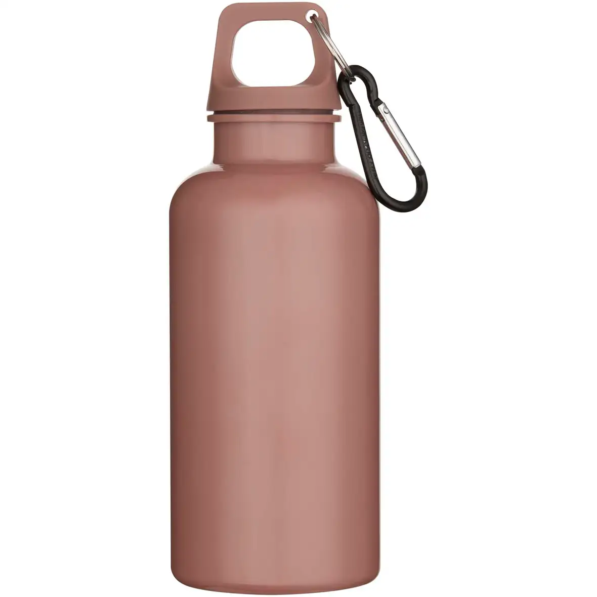 400 ml einfarbige RS-zertifizierte Trinkflasche aus recyceltem Kunststoff mit Karabinerhaken – Ansicht 8