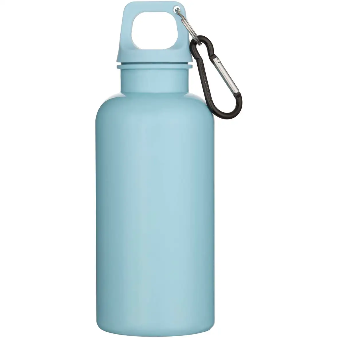 400 ml einfarbige RS-zertifizierte Trinkflasche aus recyceltem Kunststoff mit Karabinerhaken – Ansicht 10