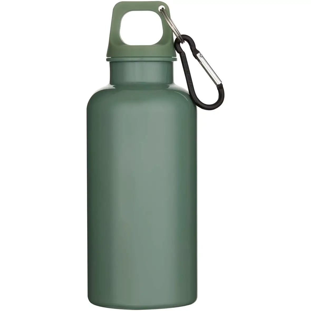 400 ml einfarbige RS-zertifizierte Trinkflasche aus recyceltem Kunststoff mit Karabinerhaken – Ansicht 16