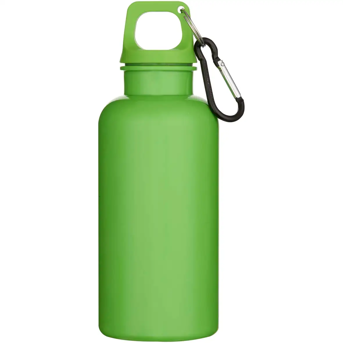 400 ml einfarbige RS-zertifizierte Trinkflasche aus recyceltem Kunststoff mit Karabinerhaken – Ansicht 18