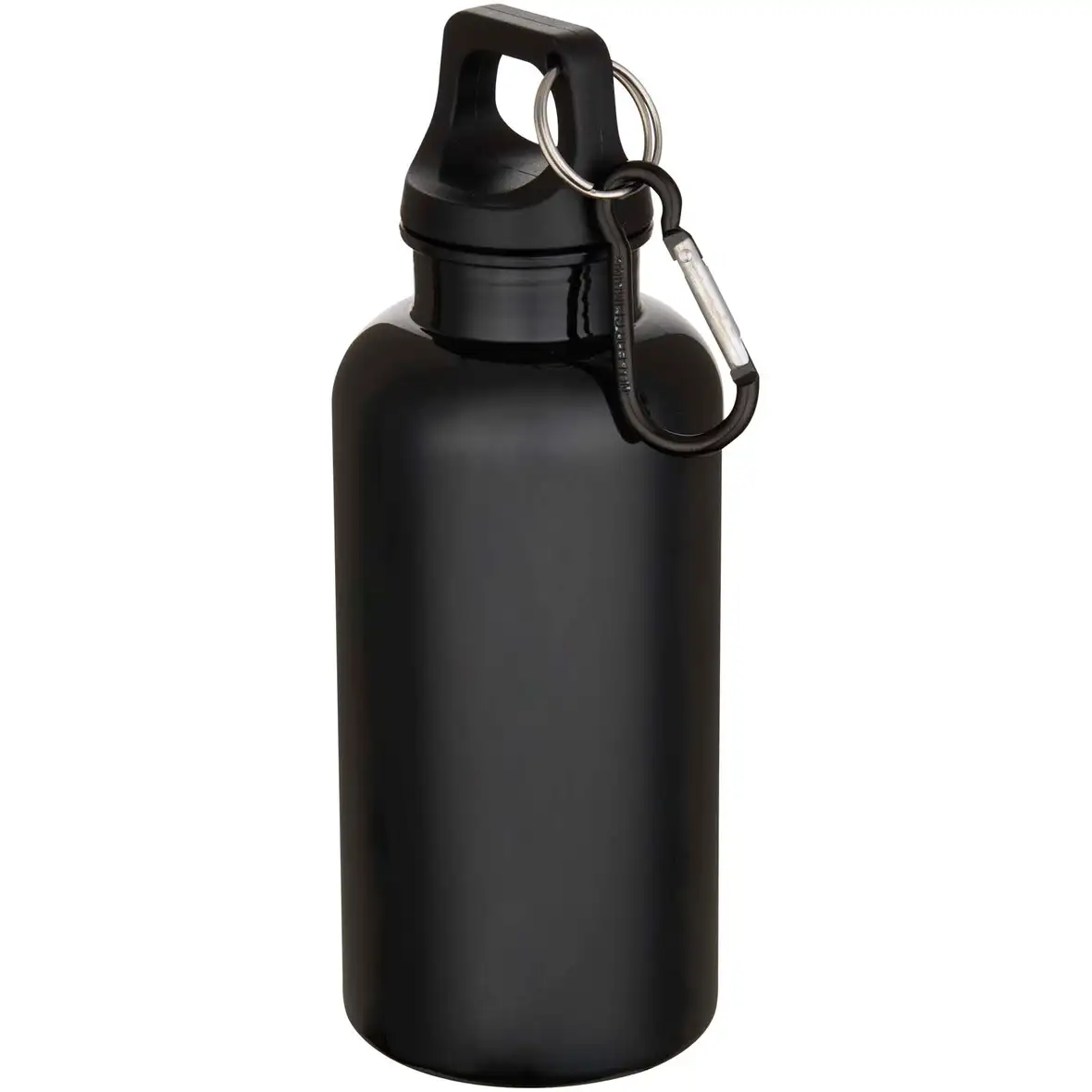 400 ml einfarbige RS-zertifizierte Trinkflasche aus recyceltem Kunststoff mit Karabinerhaken – Ansicht 19