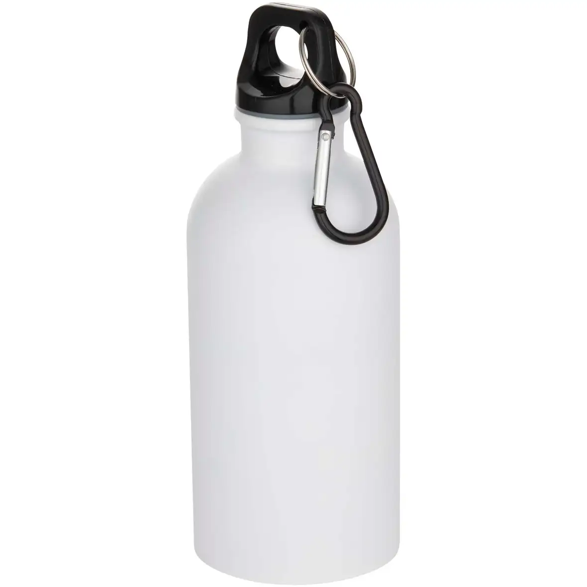 400 ml matte RCS-zertifizierte einwandige Trinkflasche aus recyceltem Edelstahl mit Karabinerhaken – Ansicht 1