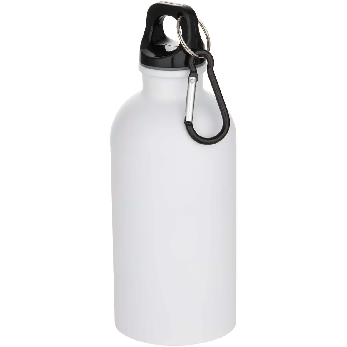 400 ml matte RCS-zertifizierte einwandige Trinkflasche aus recyceltem Edelstahl mit Karabinerhaken – Werbeartikel mit Logo bedrucken