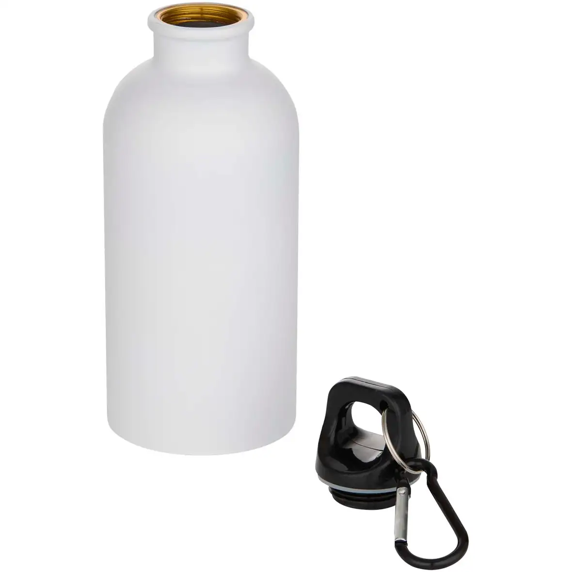 400 ml matte RCS-zertifizierte einwandige Trinkflasche aus recyceltem Edelstahl mit Karabinerhaken – Ansicht 3