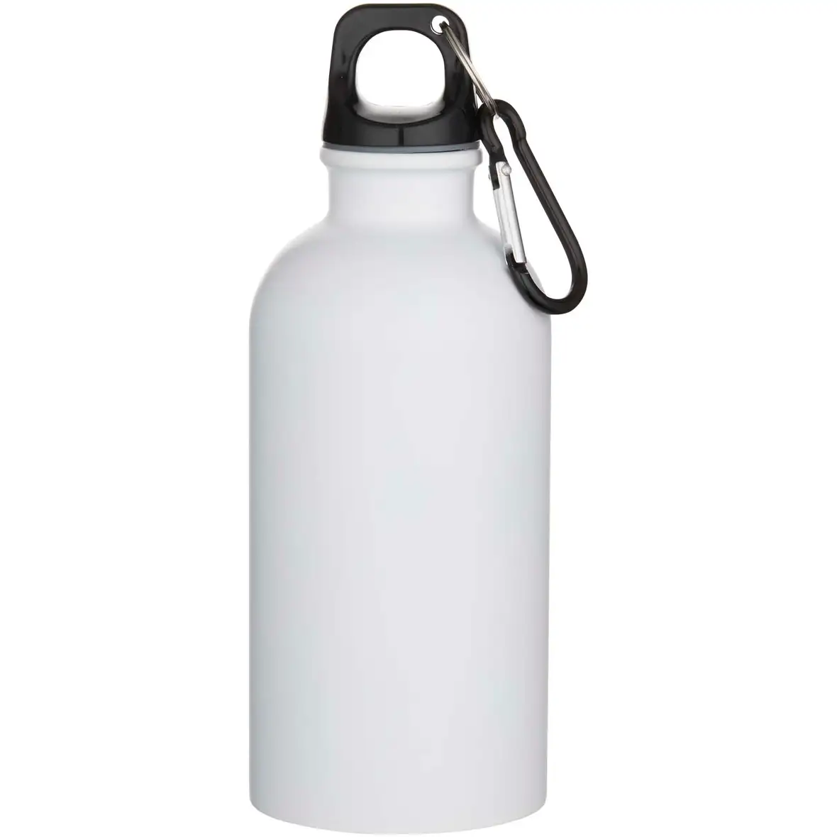400 ml matte RCS-zertifizierte einwandige Trinkflasche aus recyceltem Edelstahl mit Karabinerhaken – Ansicht 2