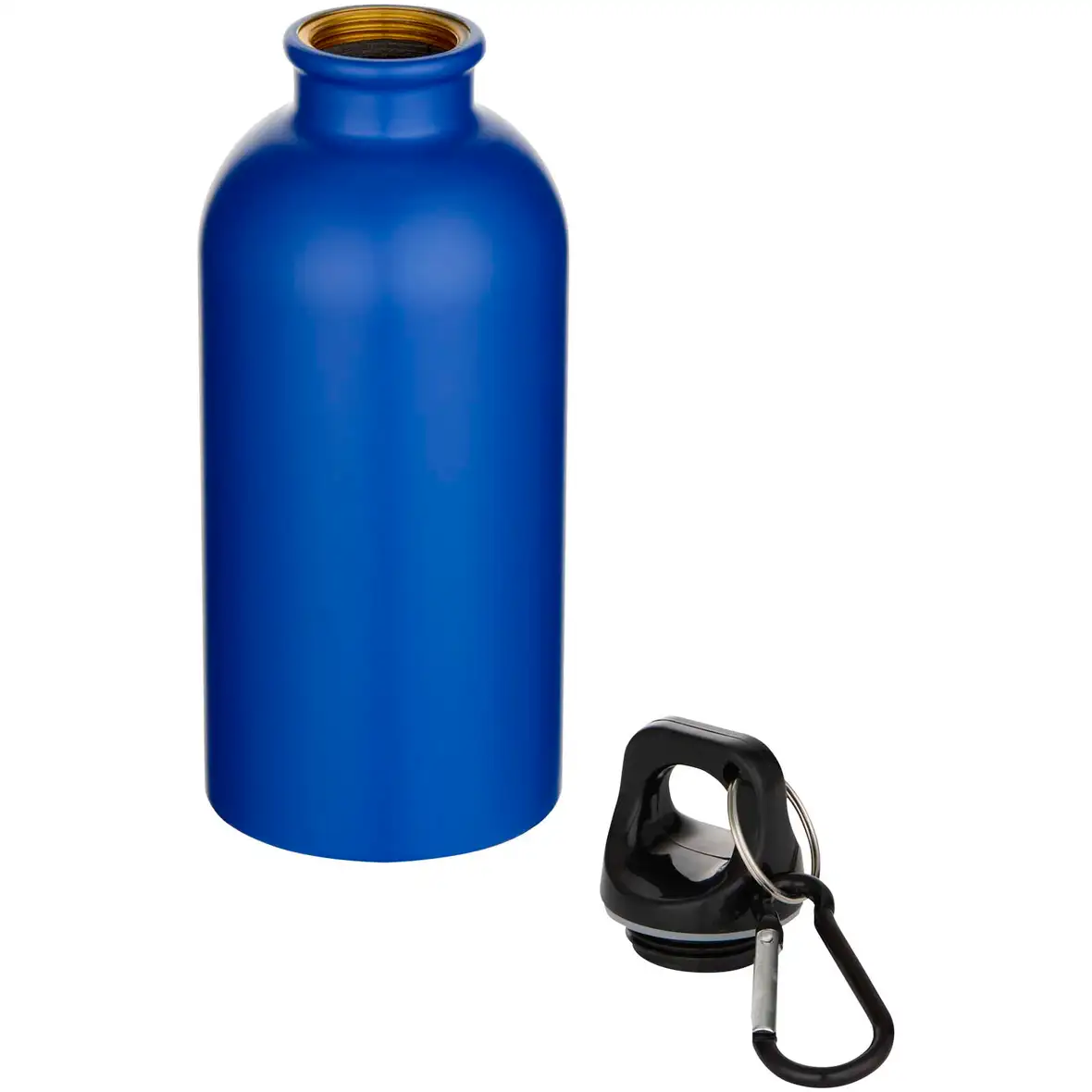 400 ml matte RCS-zertifizierte einwandige Trinkflasche aus recyceltem Edelstahl mit Karabinerhaken – Ansicht 6