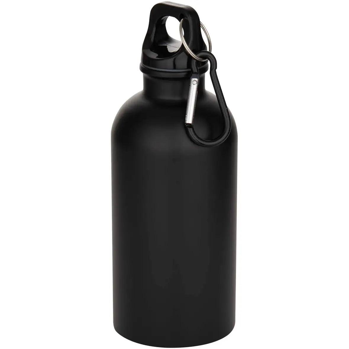 400 ml matte RCS-zertifizierte einwandige Trinkflasche aus recyceltem Edelstahl mit Karabinerhaken – Ansicht 10