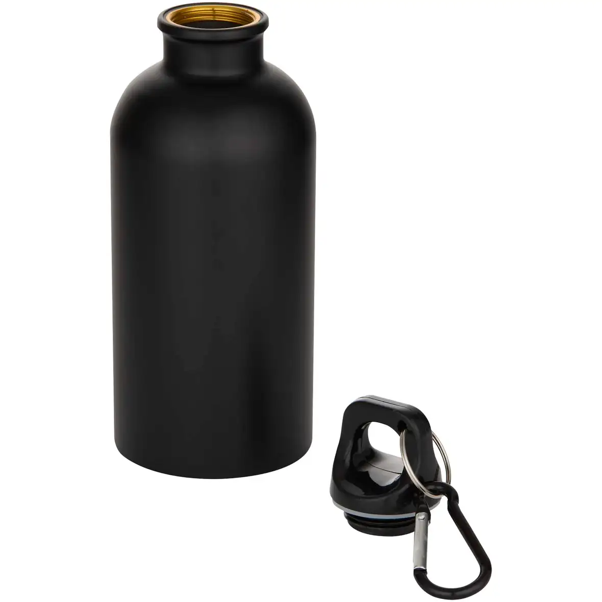 400 ml matte RCS-zertifizierte einwandige Trinkflasche aus recyceltem Edelstahl mit Karabinerhaken – Ansicht 12