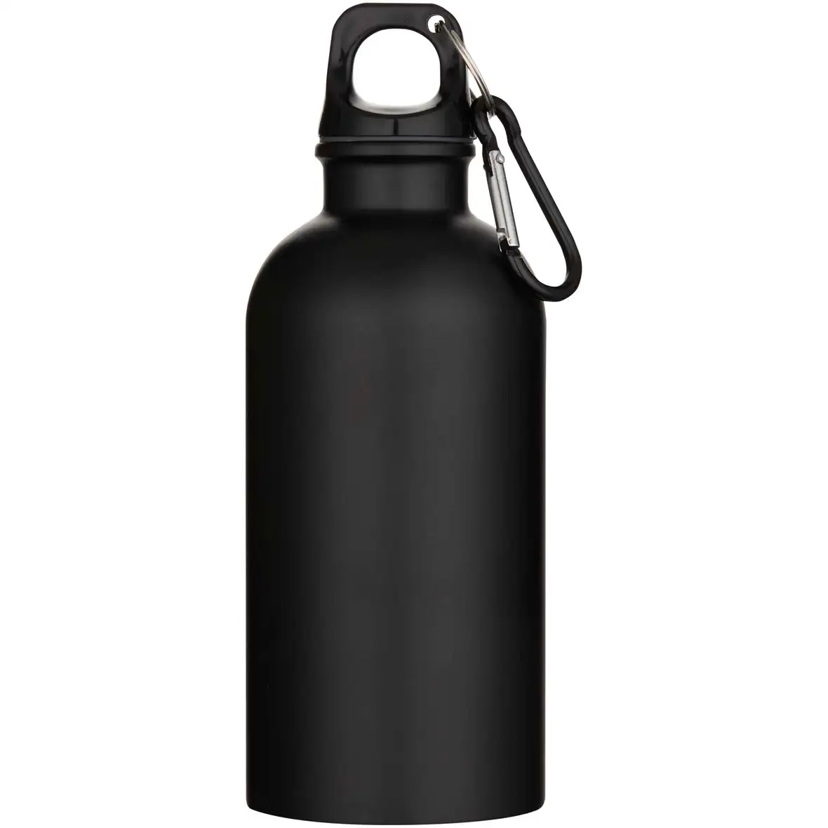 400 ml matte RCS-zertifizierte einwandige Trinkflasche aus recyceltem Edelstahl mit Karabinerhaken – Ansicht 11