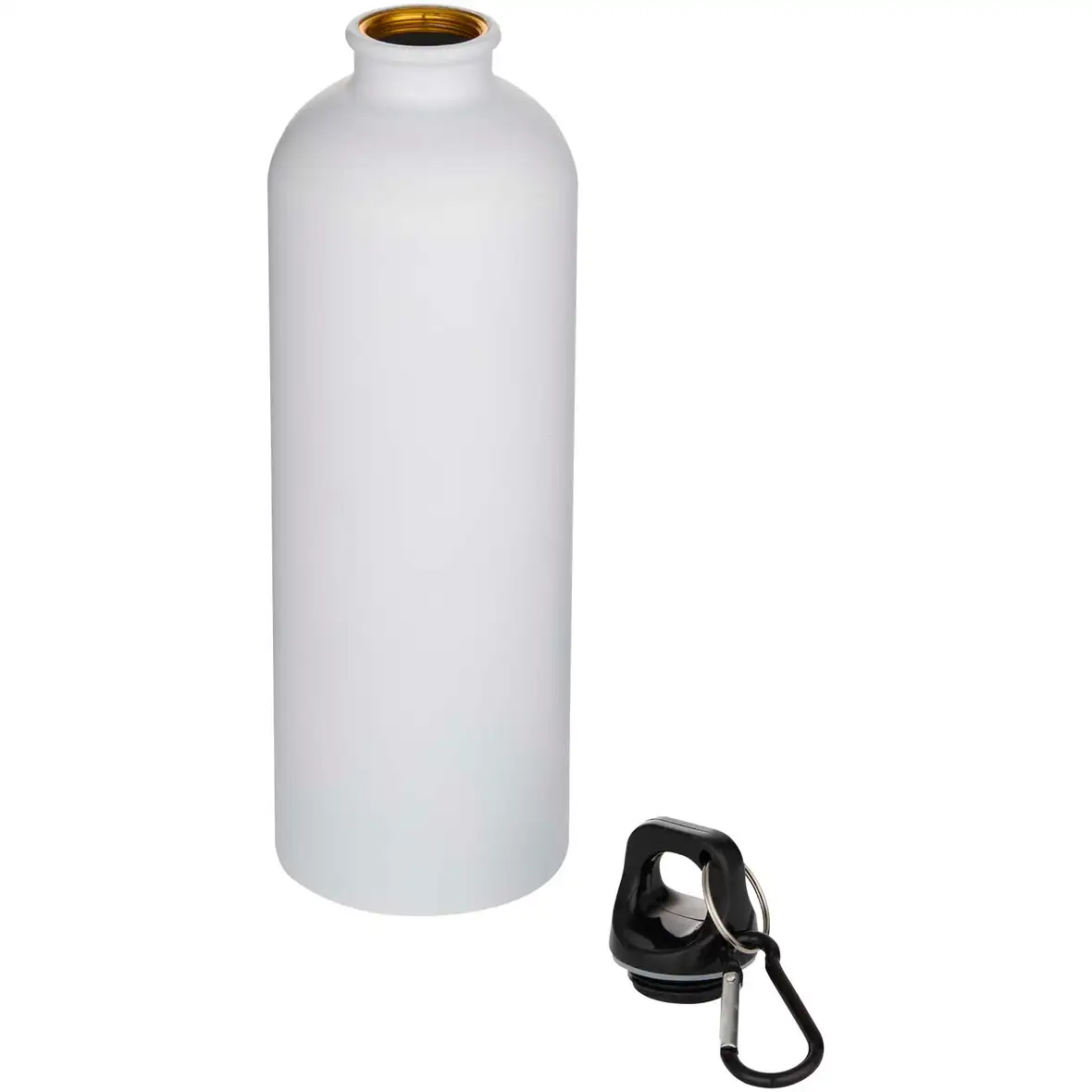 750 ml matte RCS-zertifizierte, einwandige Trinkflasche aus recyceltem Edelstahl mit Karabinerhaken – Ansicht 3