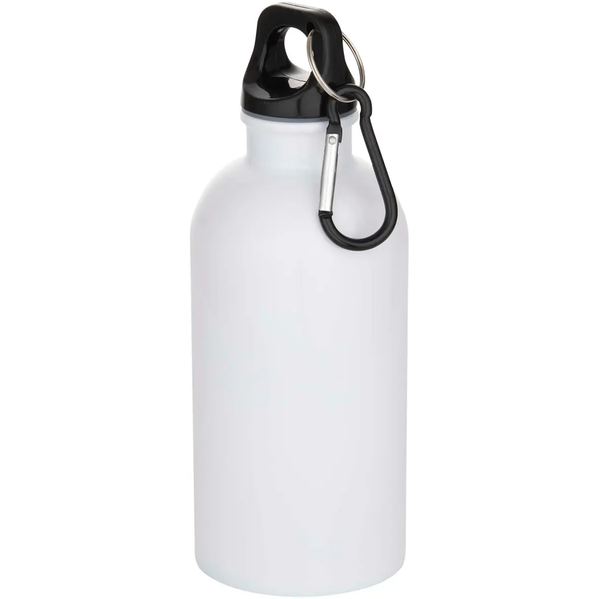400 ml RSC-zertifizierte einwandige Sublimation Trinkflasche aus recyceltem Edelstahl mit Karabinerhaken – Werbeartikel mit Logo bedrucken