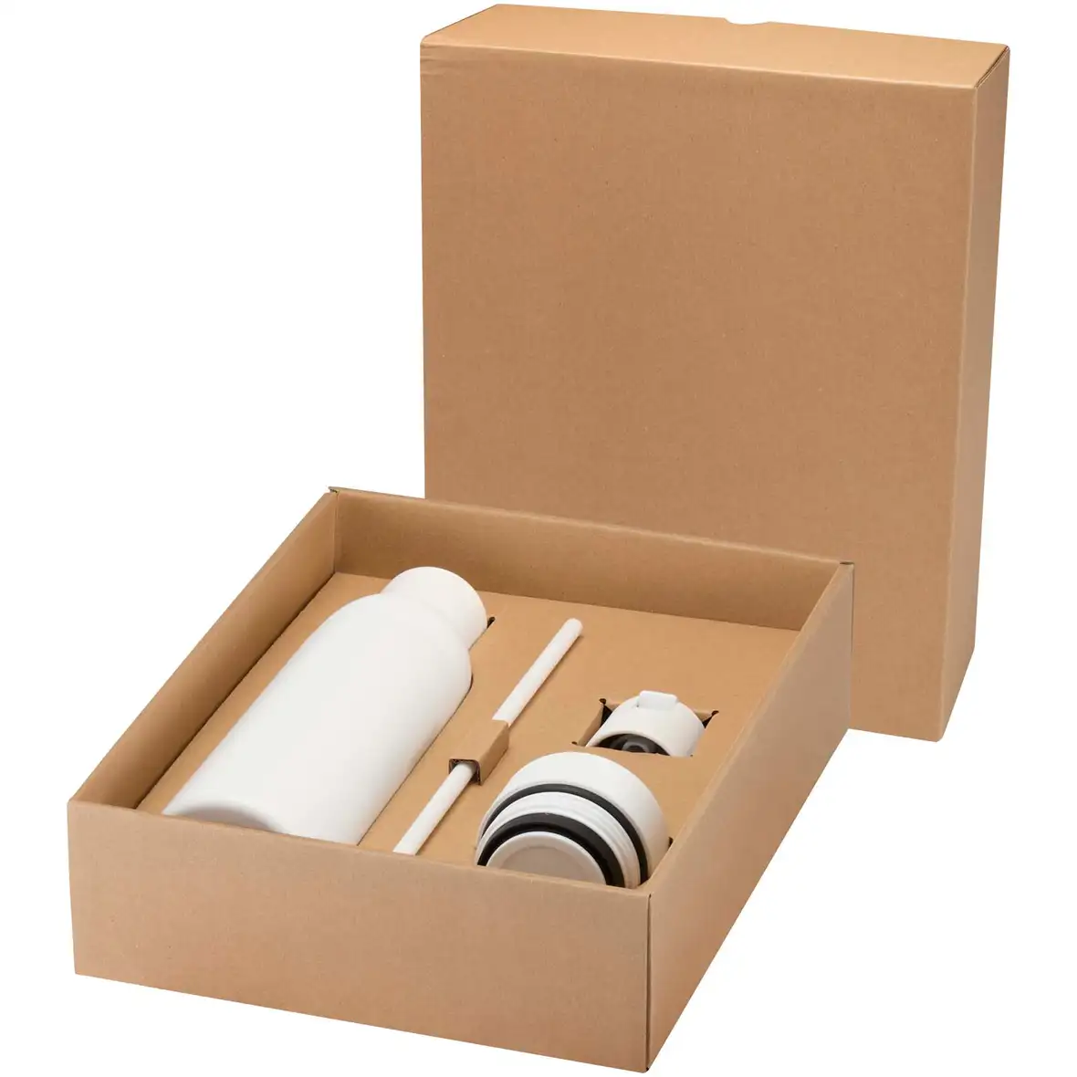 650 ml RCS-zertifizierte doppelwandige Trinkflasche aus recyceltem Edelstahl mit 3-teiligem Deckelset – Ansicht 1