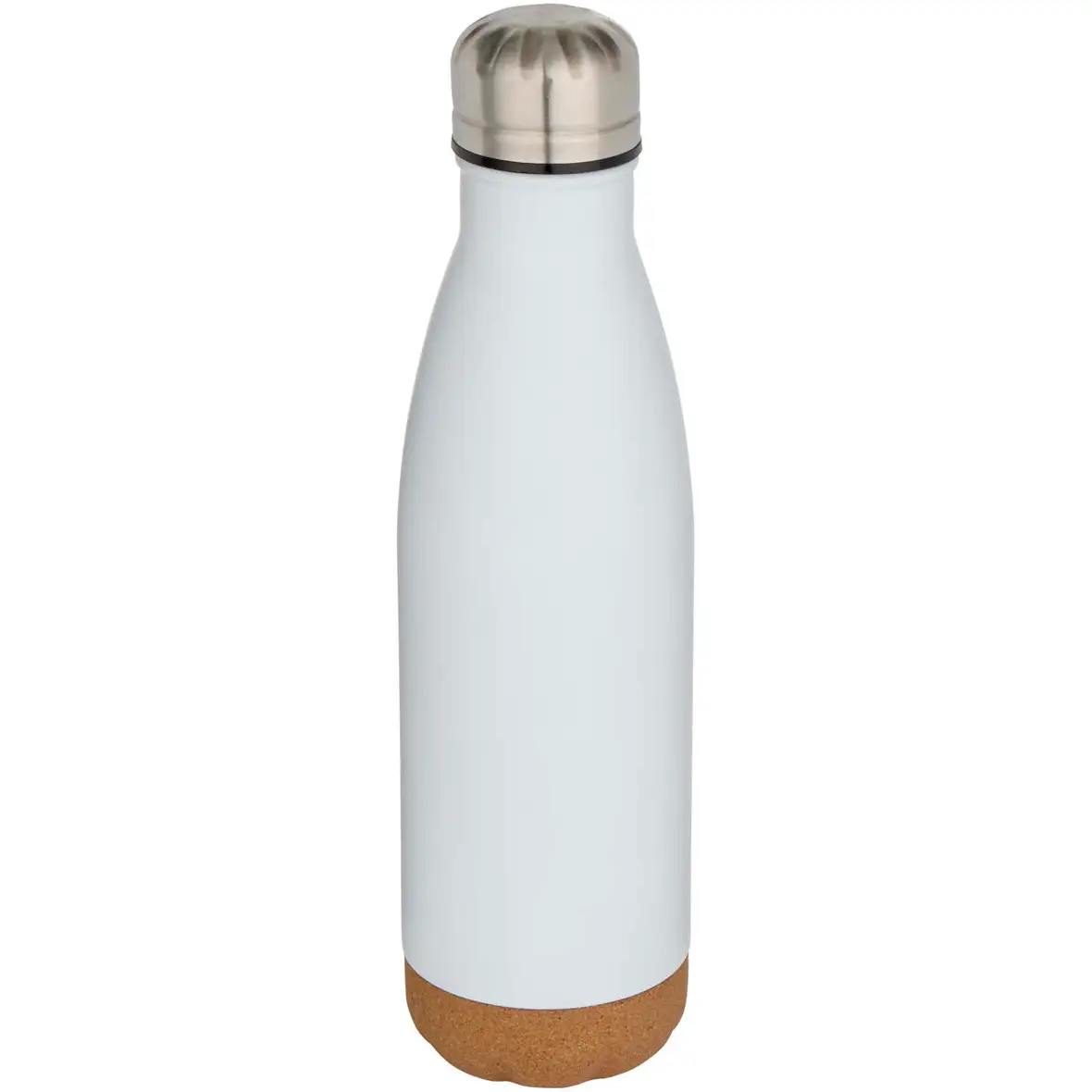 500 ml doppelwandige, vakuumisolierte Trinkflasche aus Edelstahl mit Korkdetails – Ansicht 1