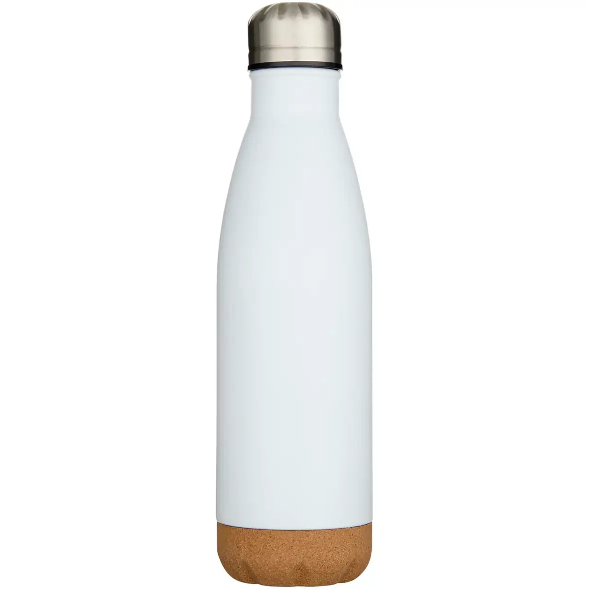 500 ml doppelwandige, vakuumisolierte Trinkflasche aus Edelstahl mit Korkdetails – Ansicht 2
