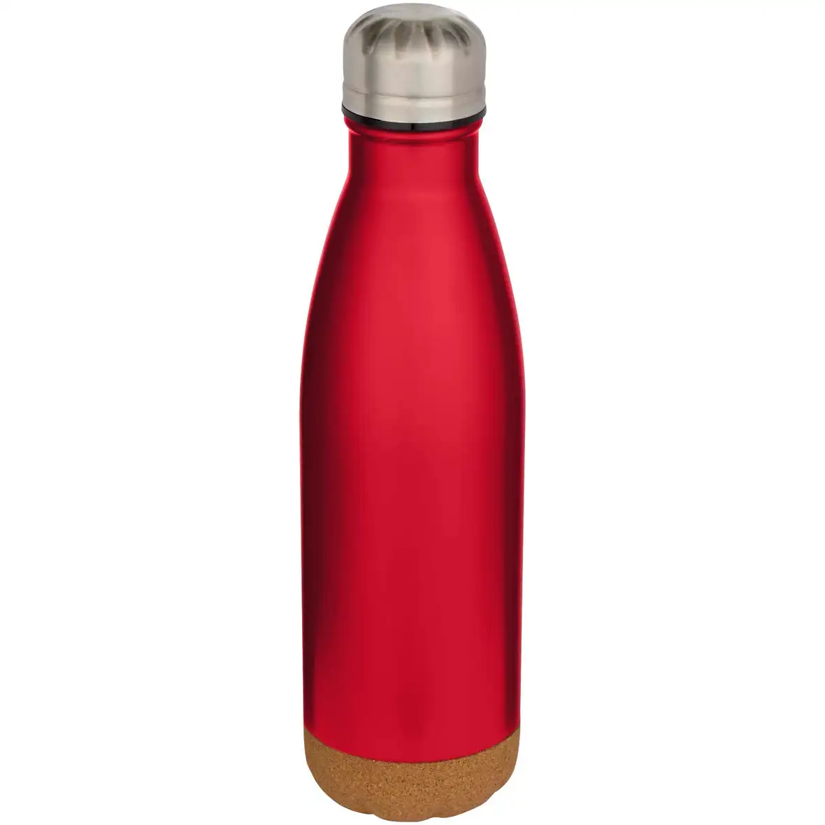 500 ml doppelwandige, vakuumisolierte Trinkflasche aus Edelstahl mit Korkdetails – Ansicht 4
