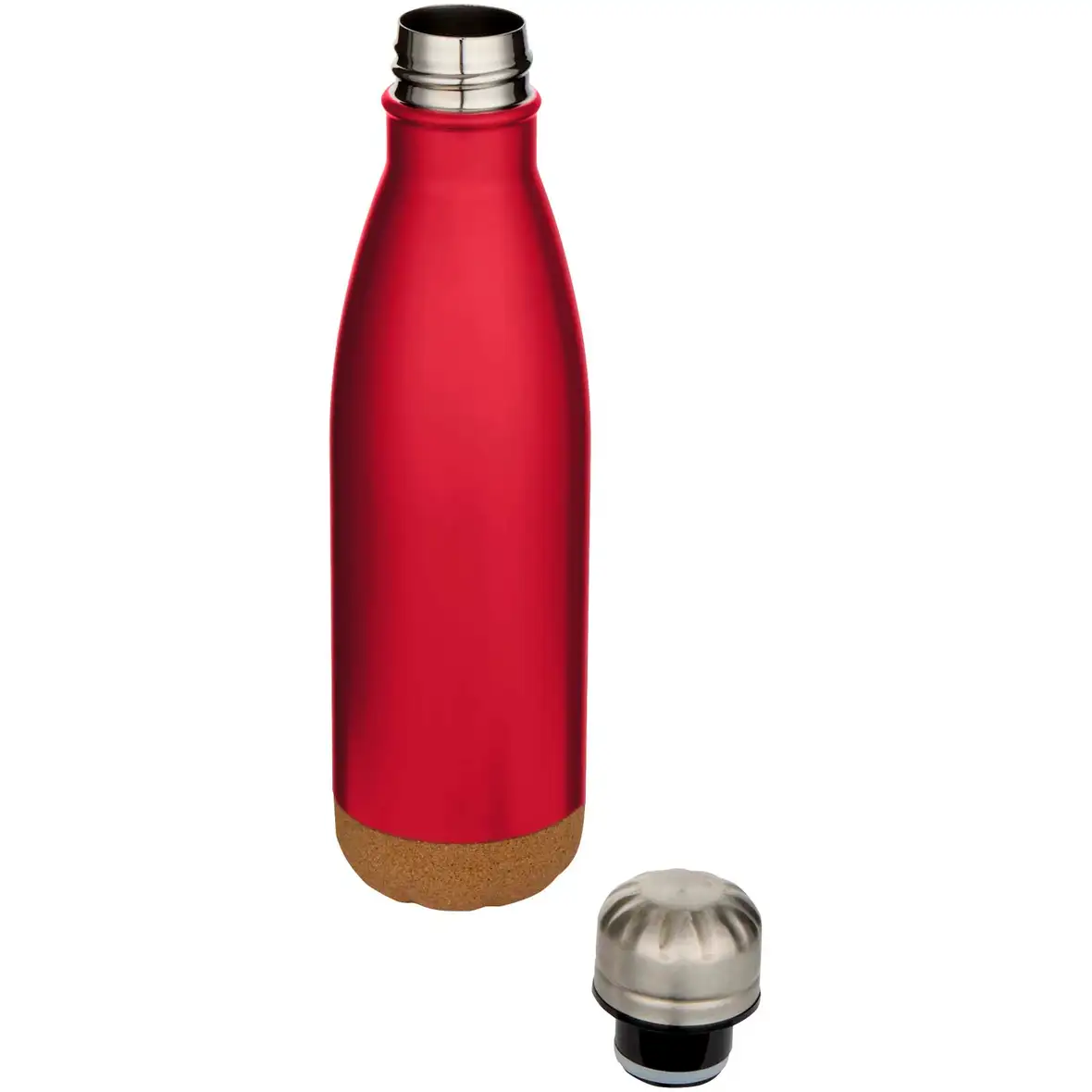 500 ml doppelwandige, vakuumisolierte Trinkflasche aus Edelstahl mit Korkdetails – Ansicht 6