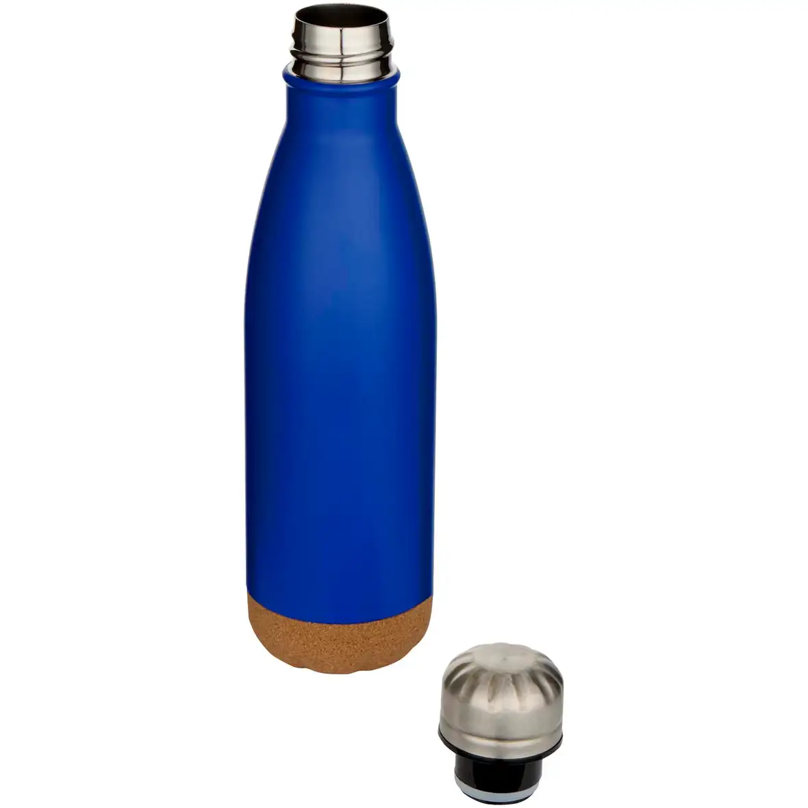 500 ml doppelwandige, vakuumisolierte Trinkflasche aus Edelstahl mit Korkdetails – Ansicht 9