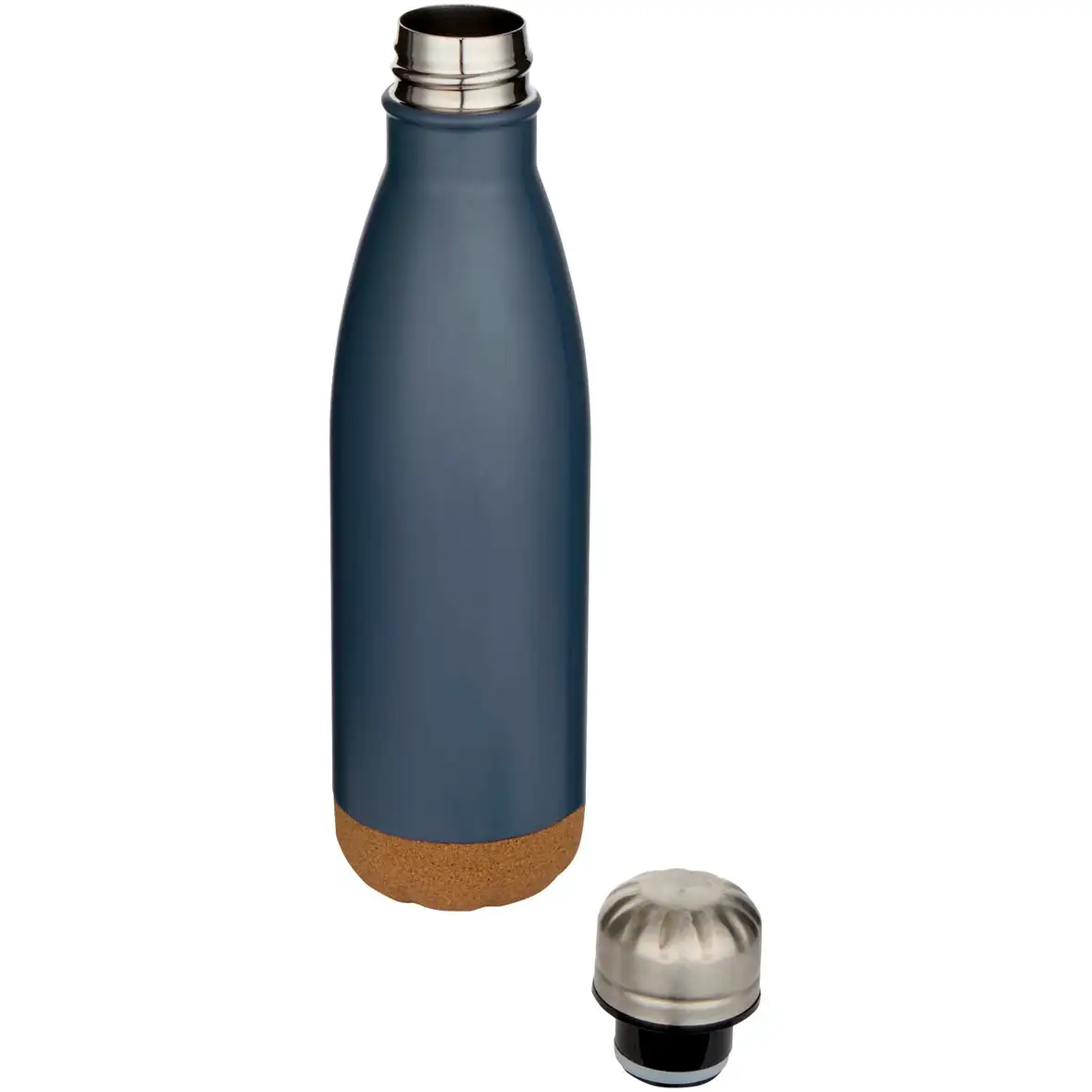 500 ml doppelwandige, vakuumisolierte Trinkflasche aus Edelstahl mit Korkdetails – Ansicht 12