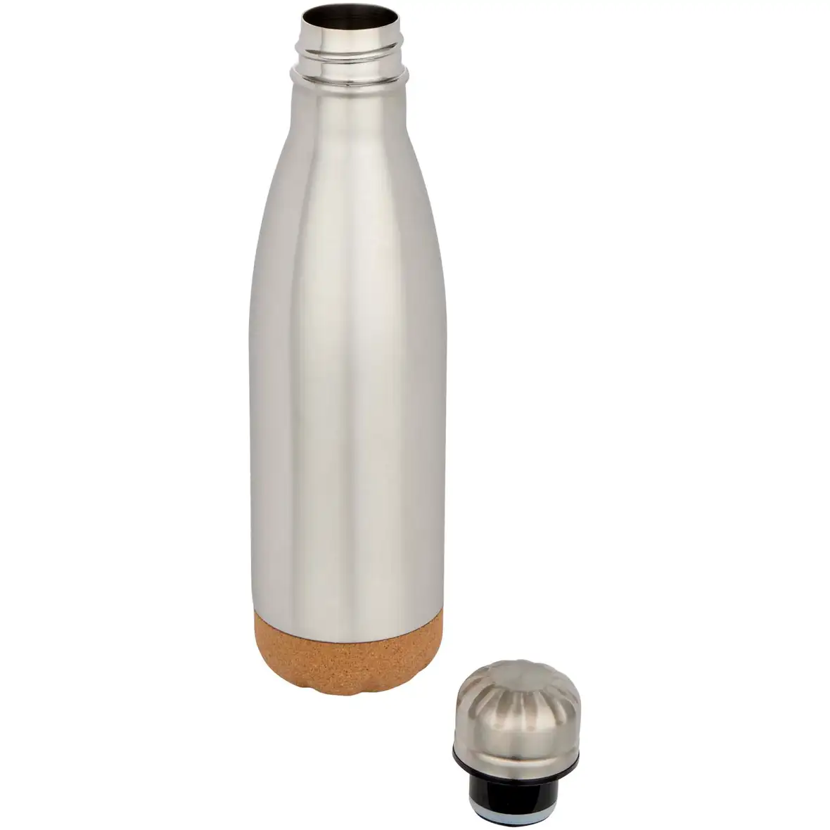 500 ml doppelwandige, vakuumisolierte Trinkflasche aus Edelstahl mit Korkdetails – Ansicht 15