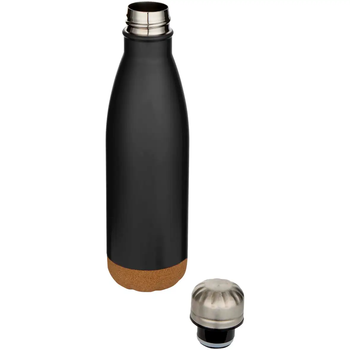 500 ml doppelwandige, vakuumisolierte Trinkflasche aus Edelstahl mit Korkdetails – Ansicht 18