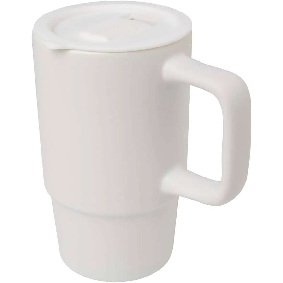 450 ml Keramiktasse mit Kunststoffdeckel – Ansicht 1